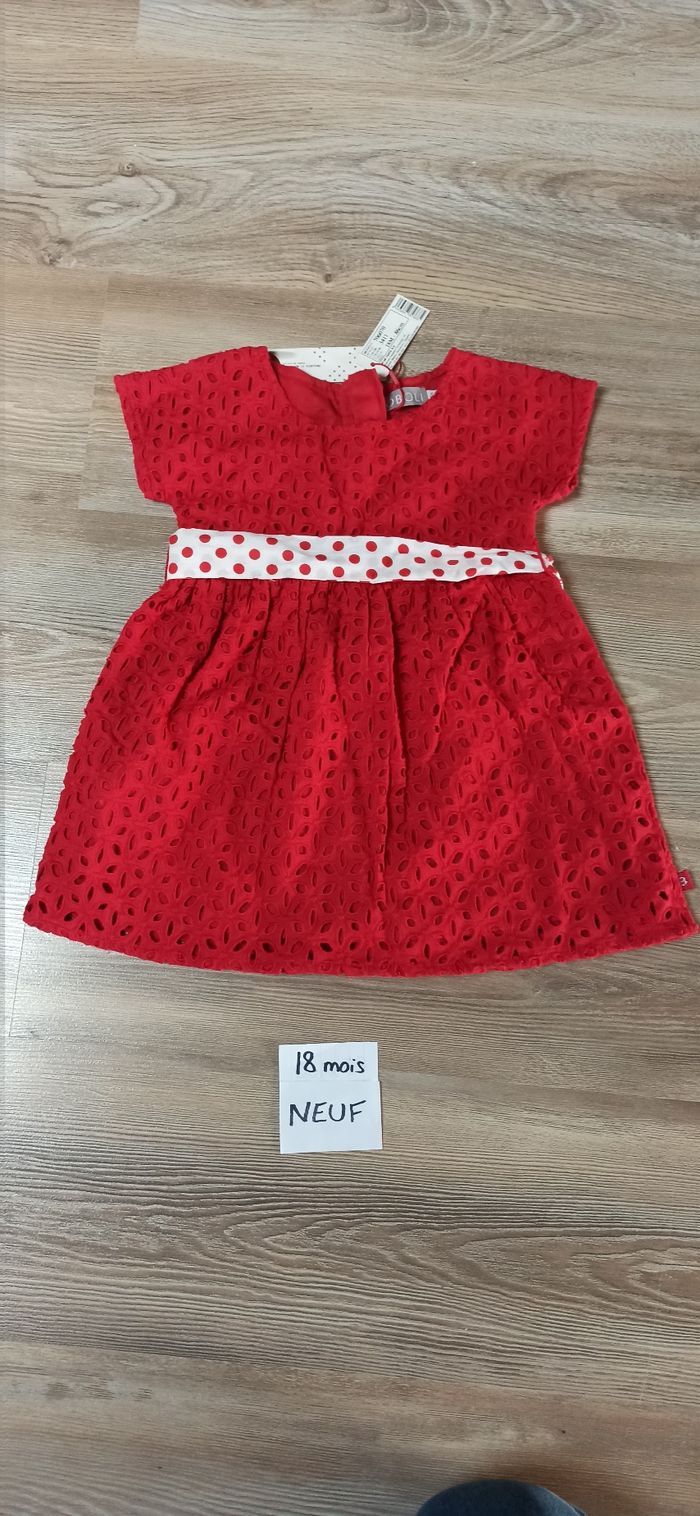 Robe fille 18 mois bébé rouge à pois