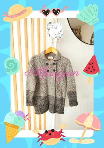 Gilet long gris 7/8ans zara
