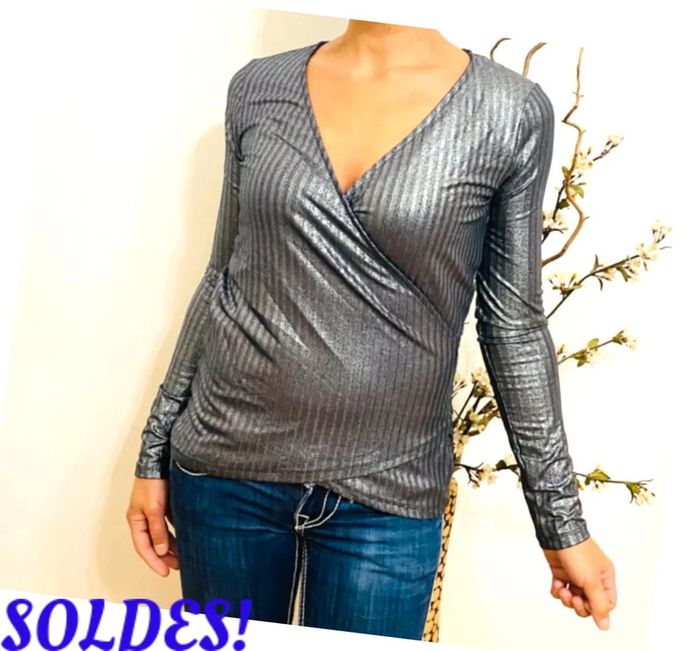 Sublime blouse cache coeur noir/ anthracite taille S/36