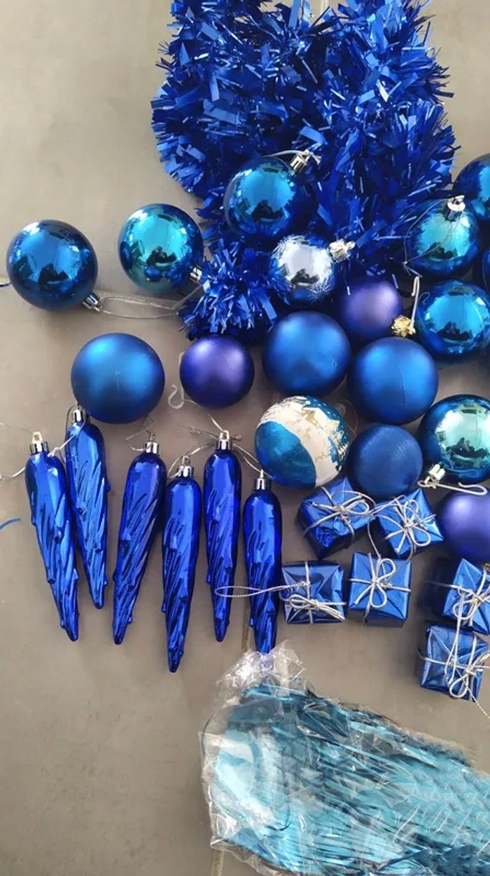 Gros lot de décorations bleu pour sapin de Noël - photo numéro 2