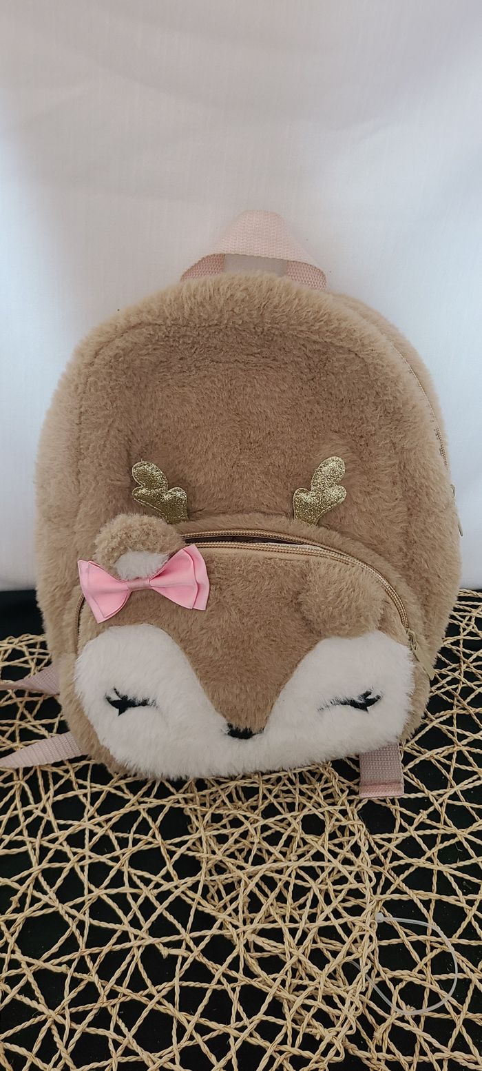 Petit sac à dos Claire's Club Furry Deer - Marron