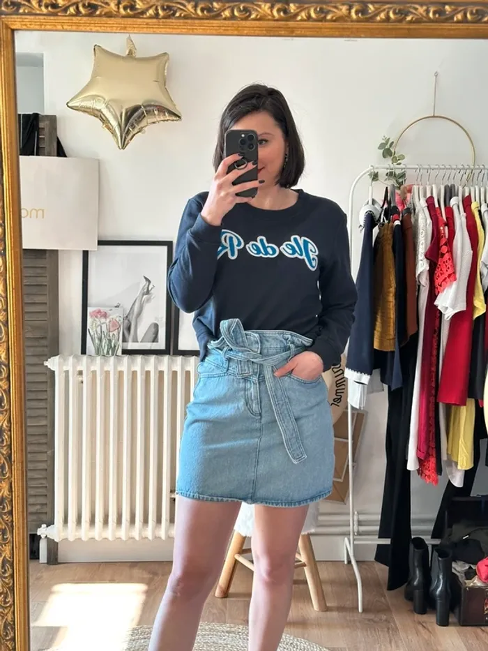 Sweat Claudie Pierlot bleu Île de Ré taille 38 - photo numéro 3