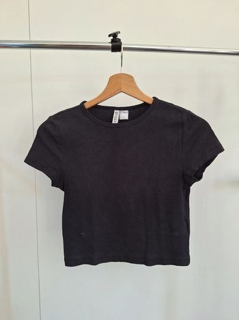 T shirt, crop top court noir femme S H&M