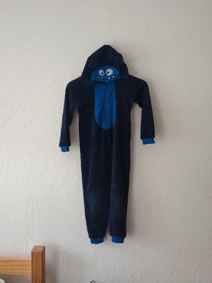 Combinaison pyjama monstre bleu 4-6 ans