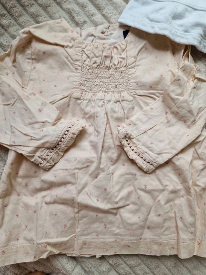 Ensemble gilet blouse et legging blanc et rose bébé fille - photo numéro 2