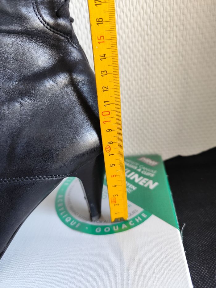 Bottes hautes cavalier ou cuissardes pointure 39 en cuir noir talon 7.5cm - photo numéro 6
