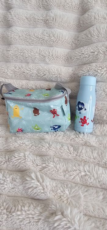 Set lunchbag & gourde isotherme - Motifs petits monstres rigolos