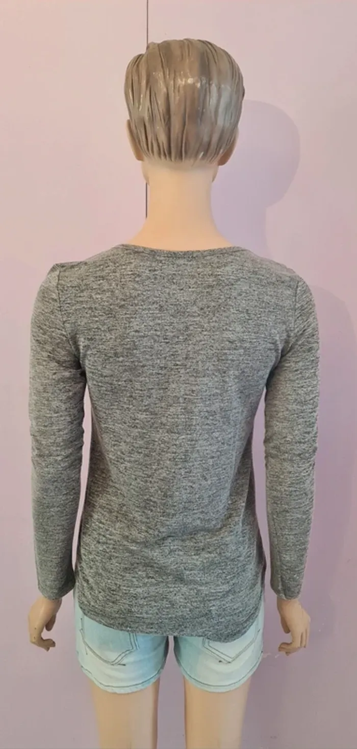 Haut femme manche longue gris clair - photo numéro 5
