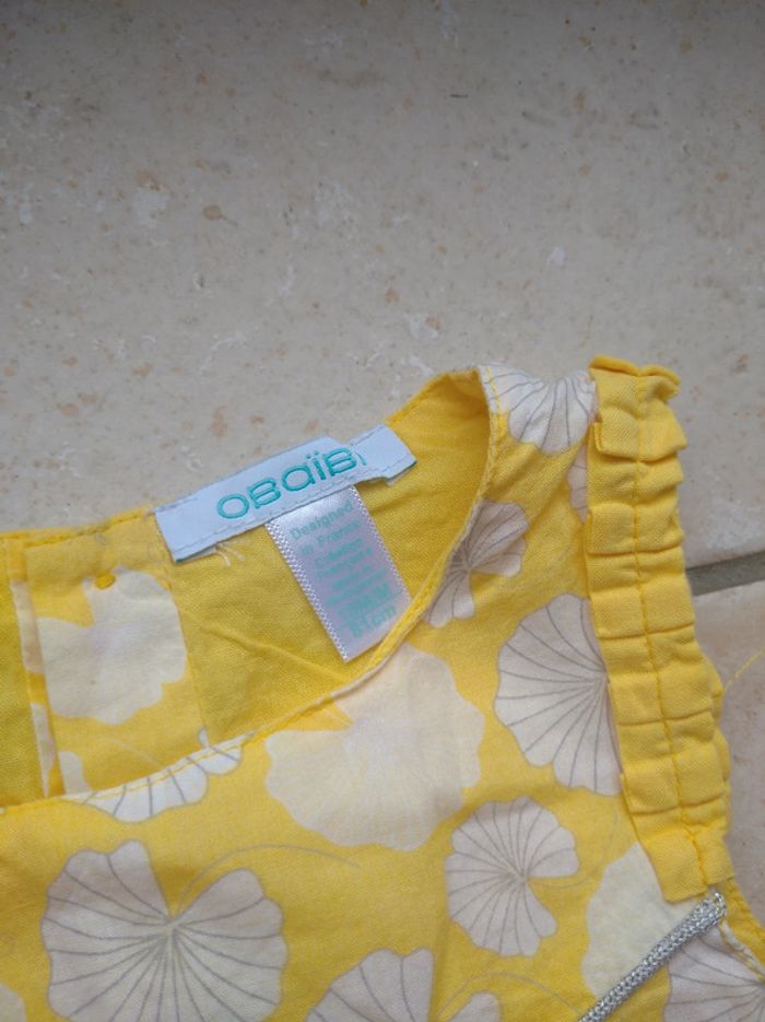 Robe Fille 18 mois Fleurs ou feuilles Obaïbi 100% coton - photo numéro 2
