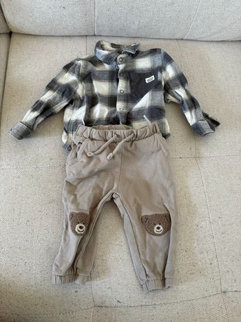 Ensemble chemise à carreaux+ pantalon 9mois