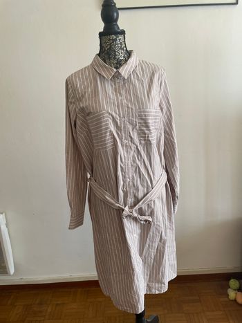 Robe chemise rayée  marron 