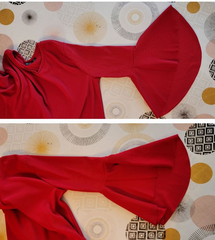 Bershka Robe TEurL-Rouge & Manches Effet Volanté -Style Robe Pull en TBE - photo numéro 4