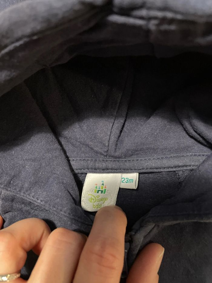 Gilet zippé bleu marine Disney 23 mois - photo numéro 3