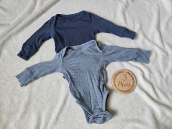 Lot de 2 bodies évolutifs, 3 mois, bleu 👣 kiabi