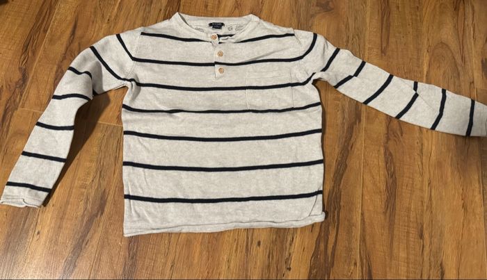 Pull beige rayure