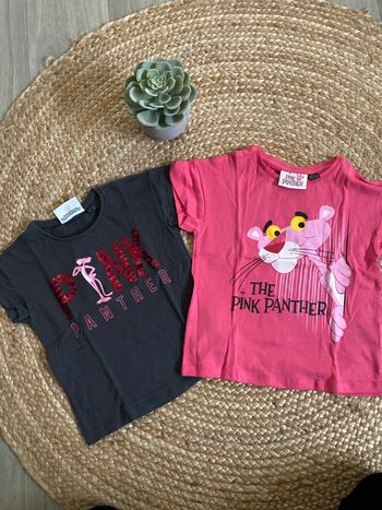 Lot 2 t-shirts Panther rose mc 2/4 ans