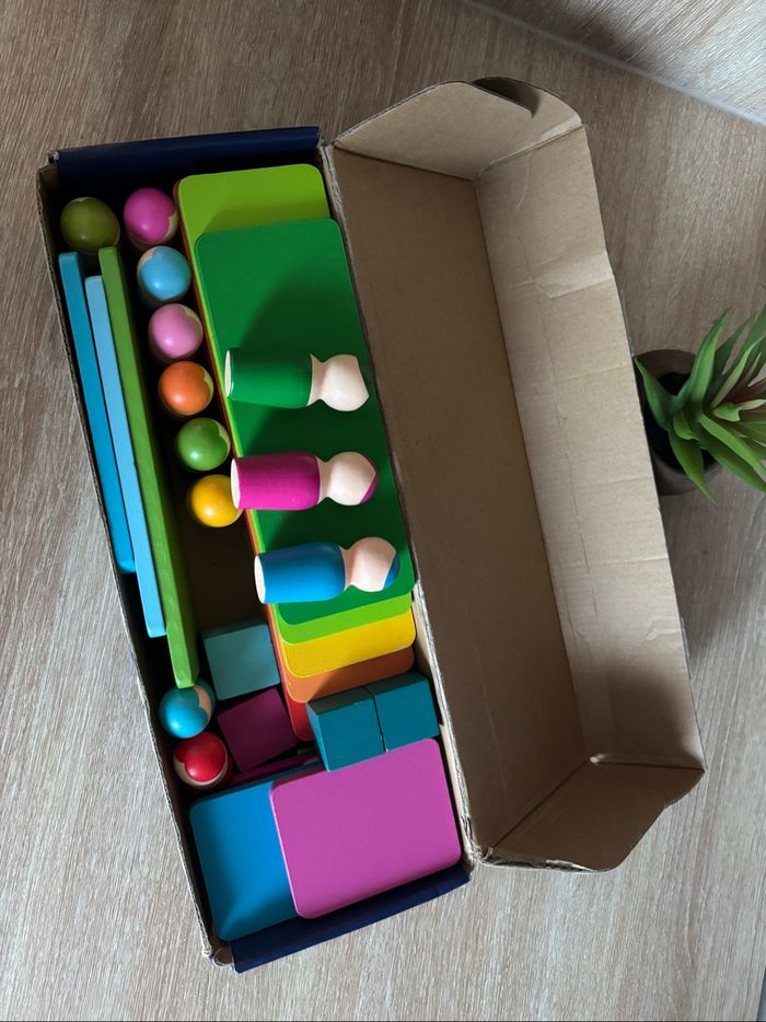 Jeu d’empillage arc en ciel poulpe en bois type montessori - photo numéro 2