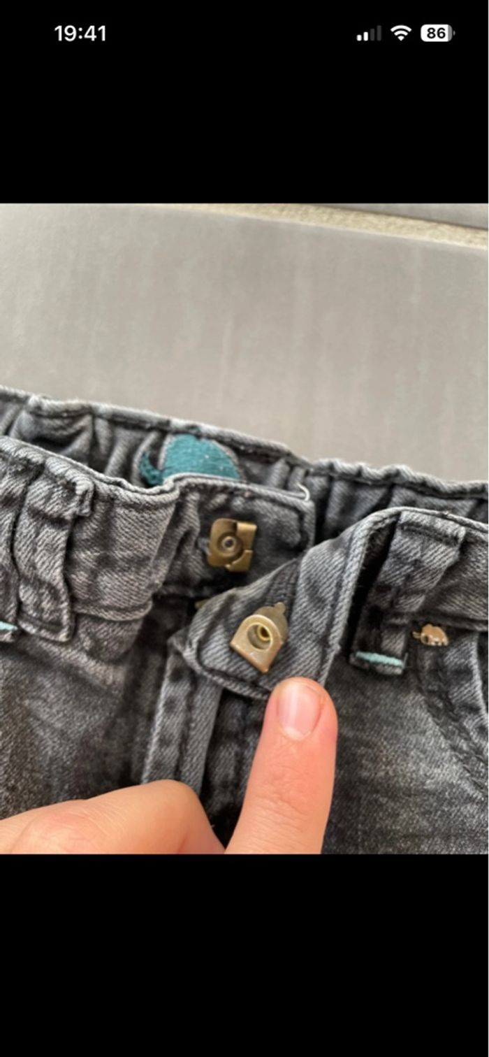 Jean Sergent-major Noir 6ans 116cm enfants garçon Brodé Délavé - photo numéro 3