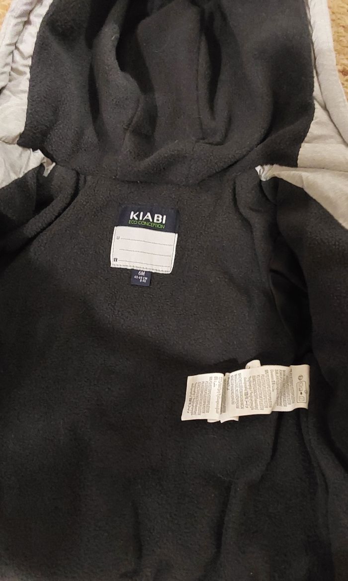 Blouson chaud molletonné NEUF gris Kiabi Eco conception 6 mois 63/69cm - photo numéro 4