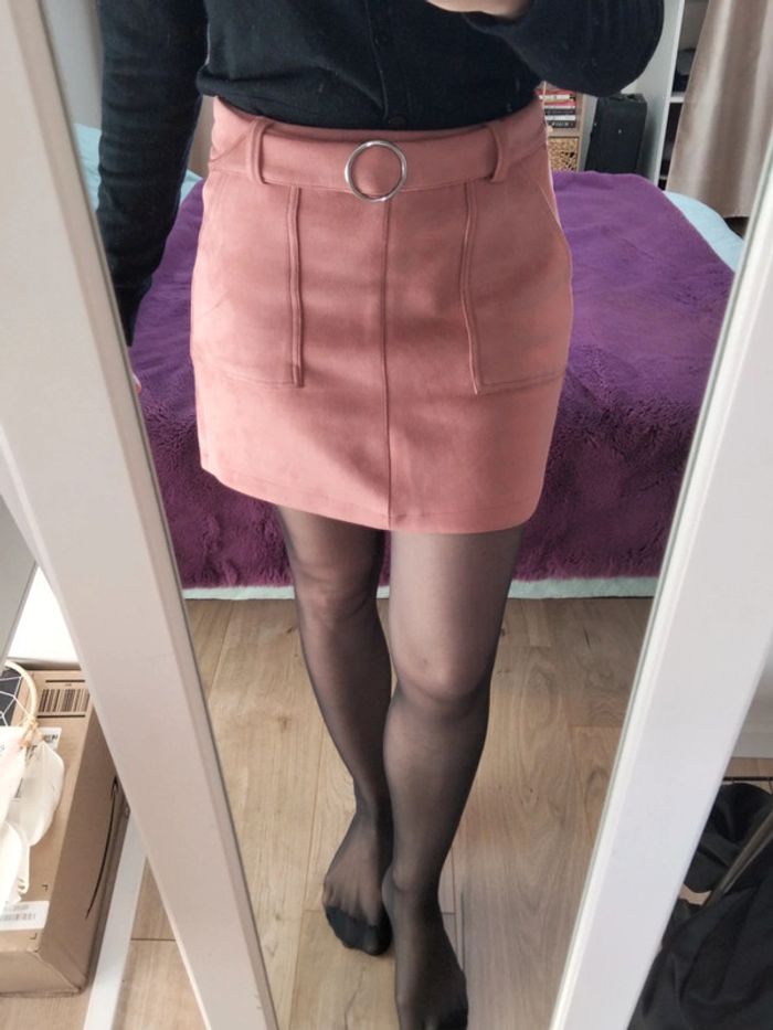Jupe suédine rose