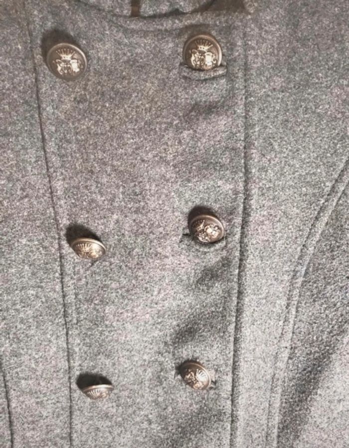 Manteau laine gris style caban militaire Zara taille M - photo numéro 4