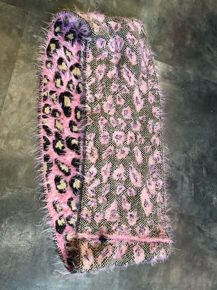 Écharpe tube snood rose lilas imprimé léopard - photo numéro 5