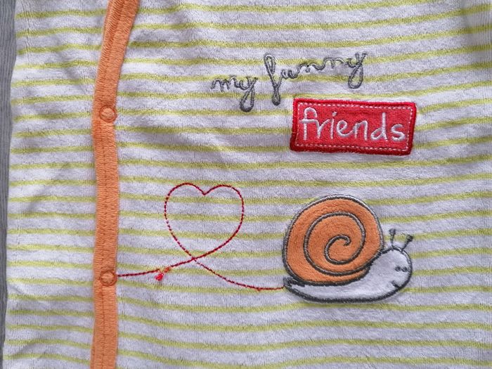 Pyjama rayé escargot mixte 9 mois - photo numéro 2