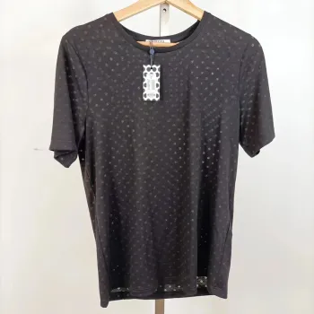 T-shirt noir femme semi- transparent à pois - Pieces – Taille M – Neuf avec étiquette A696