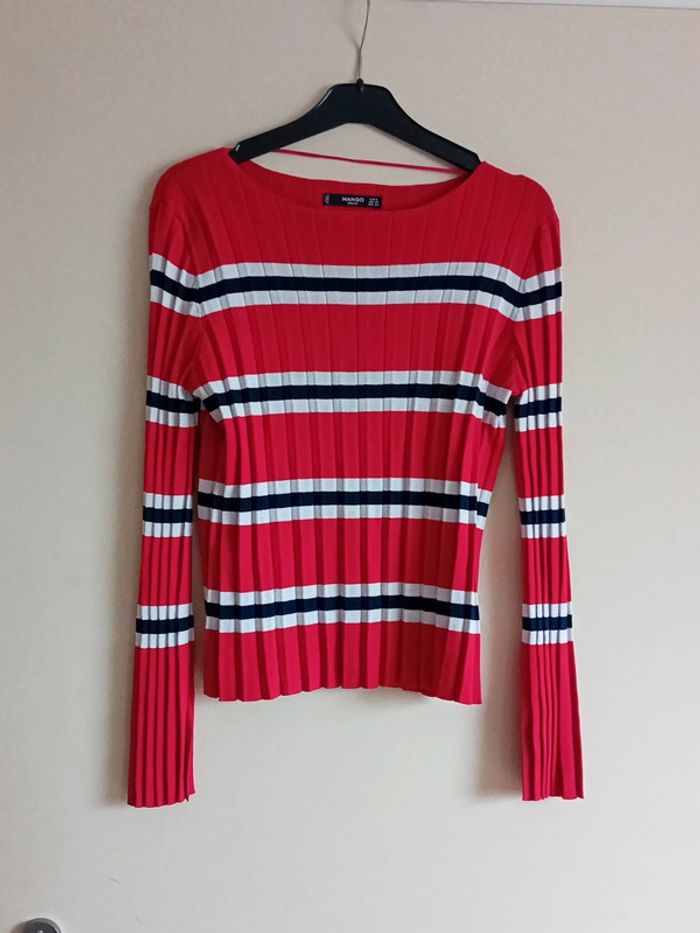 Haut rouge rayé Mango Taille S Neuf