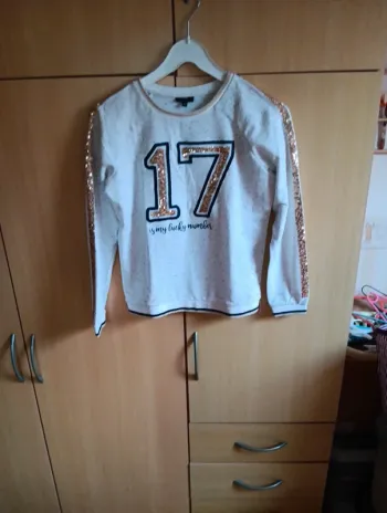 Sweat fille JBC gris blanc chiné