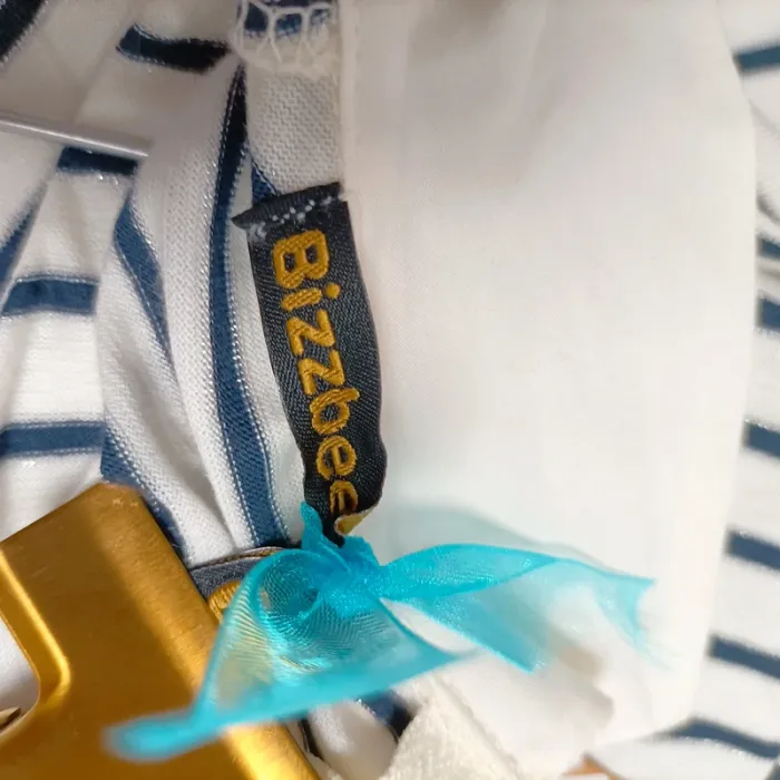 Top rayé blanc et bleu Bizzbee col claudine zippé T.M 90 % coton neuf sans étiquette A1262 - photo numéro 11