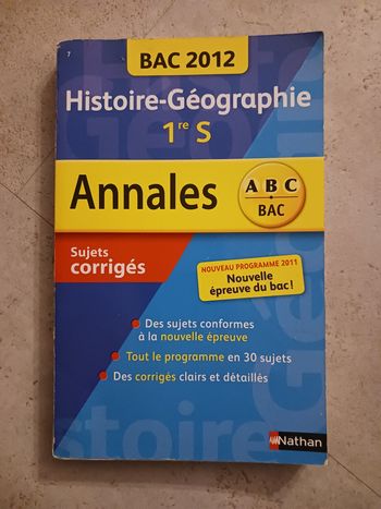 livre annales histoire géographie 1re S Nathan