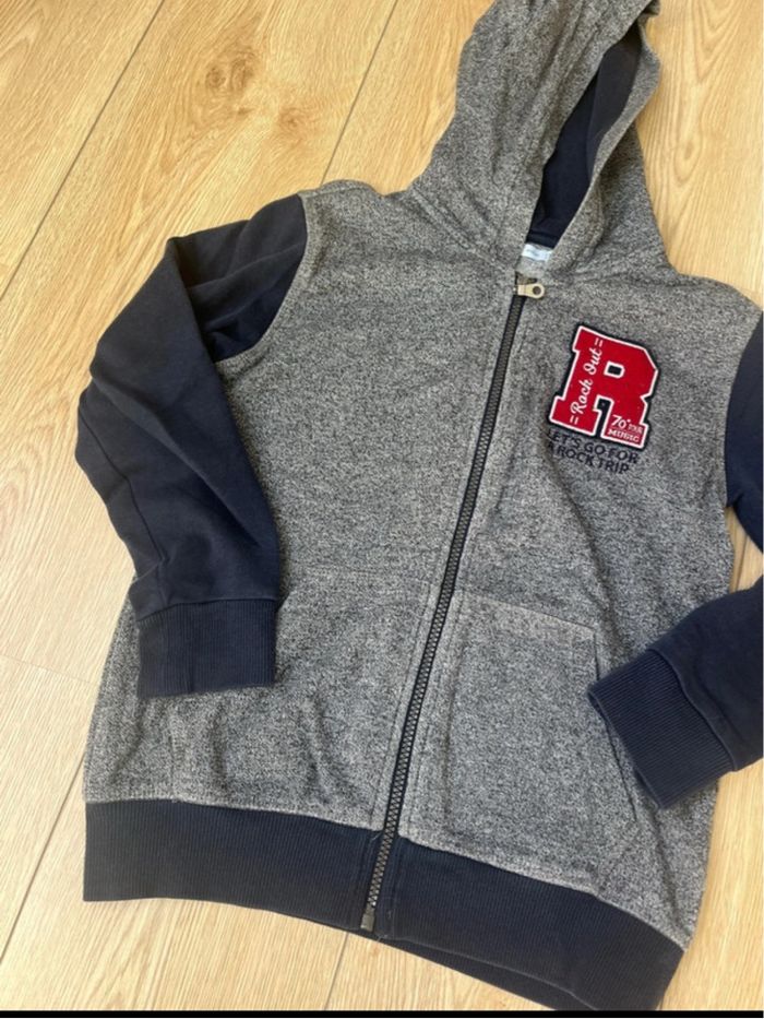 Gilet zippé à capuche Gemo bleu marine et gris - photo numéro 6