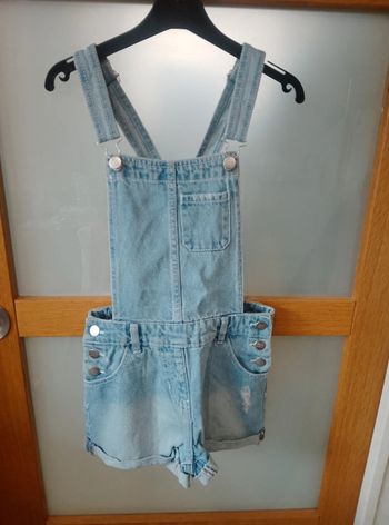 Combishort en jean Salopette été - Fille 11 ans