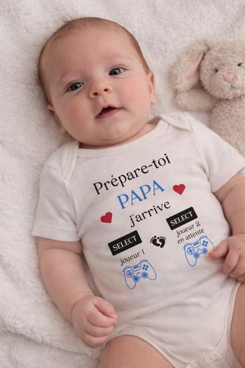 Body personnalisé annonce grossesse papa gamer – idée cadeau futur pap