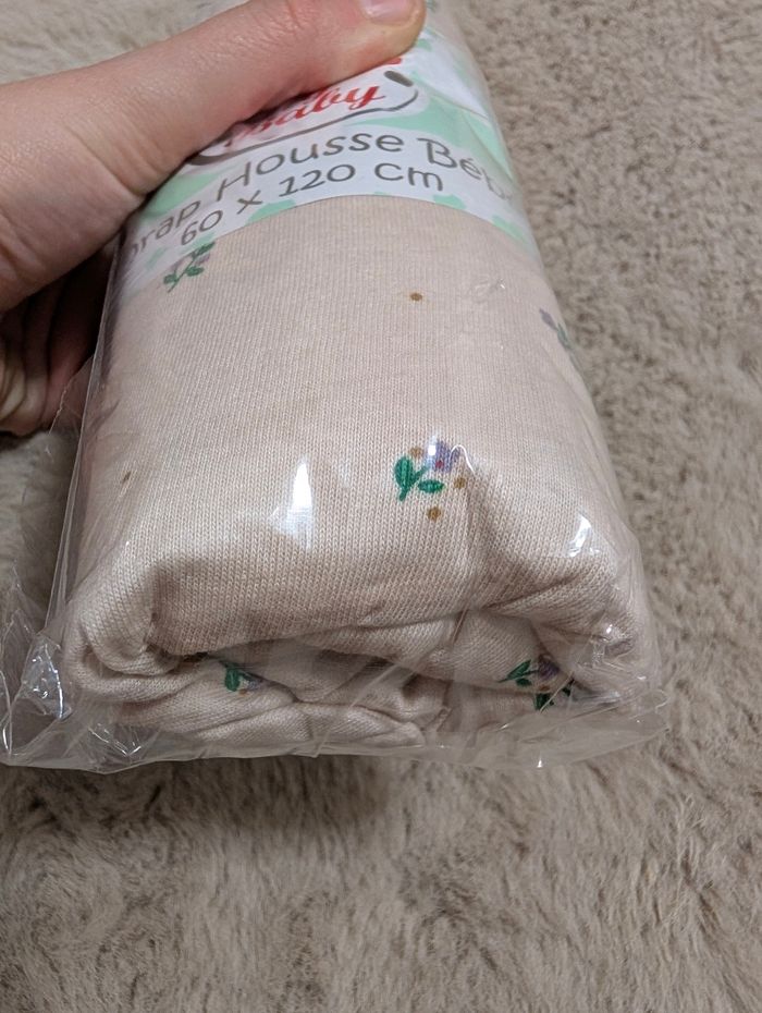 Drap-housse bébé 60x120 cm – My Baby – 100% coton – Neuf emballé - photo numéro 3