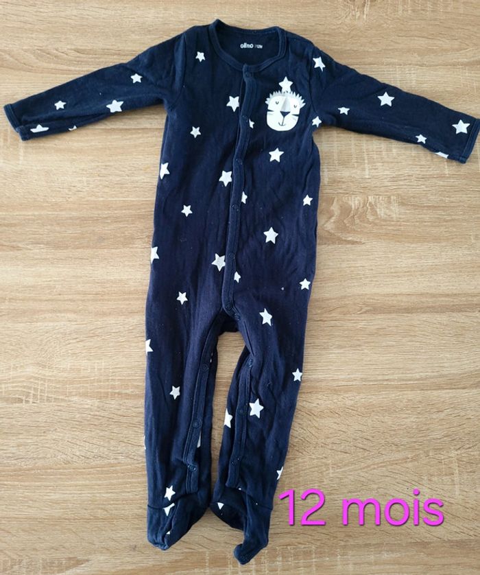Pyjama coton été lion bleu 9-12 mois
