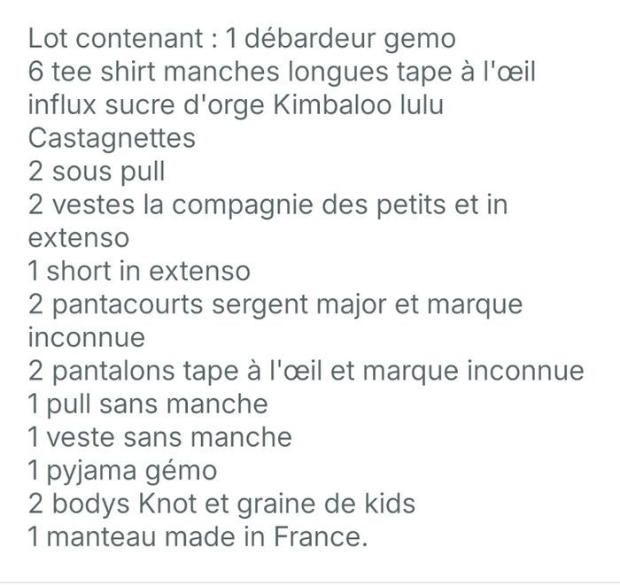 Lot vêtement 6 mois