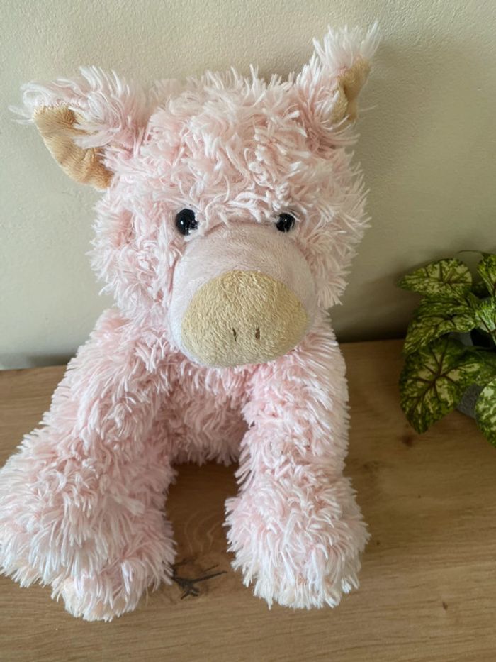 Doudou peluche cochon rose poils long gipsy - photo numéro 2
