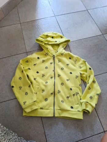 Sweat zippé jaune à motifs Kiabi 8 ans