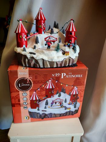 Village de noël animé et sonore la patinoire de noel