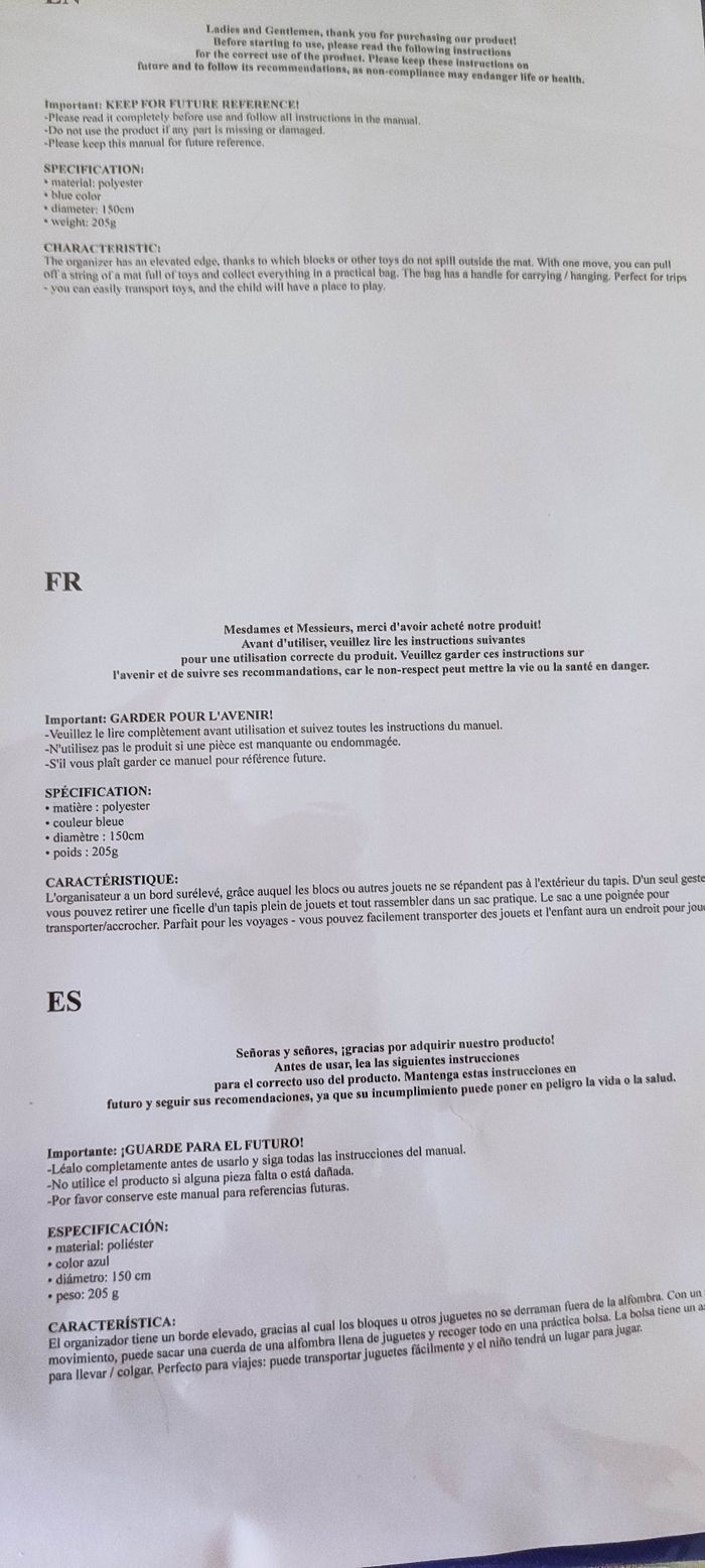 Tapis de jeu sac de rangement - photo numéro 3