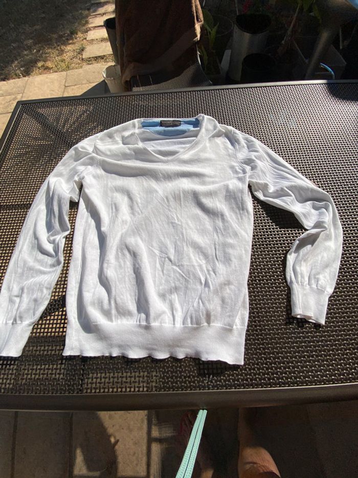 Pull léger blanc  coton zara m - photo numéro 4