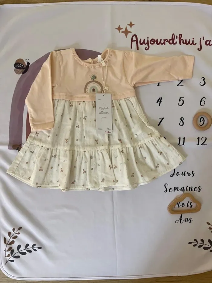 Robe mi-saison bébé fille – 9 mois / 71 cm – Orchestra 🌈