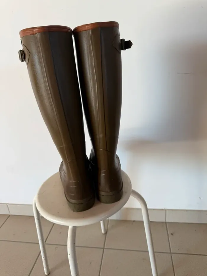 Authentiques bottes marron kaki aigle homme 45 - photo numéro 5