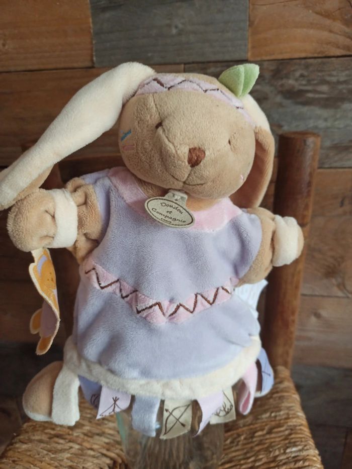 Doudou marionnette lapin indien doudou et compagnie tbe - photo numéro 5