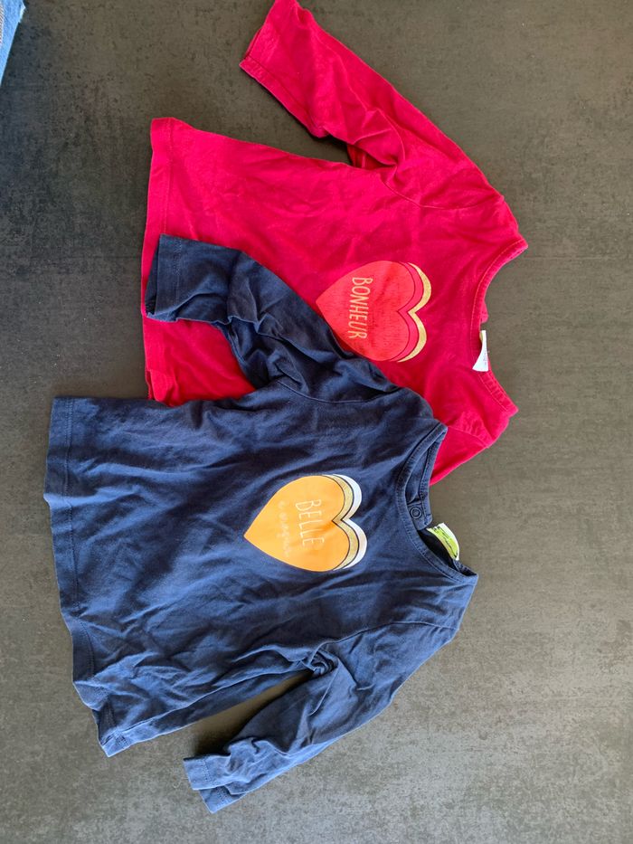 Lot 2 t-shirts filles manches longues TAO 6 mois