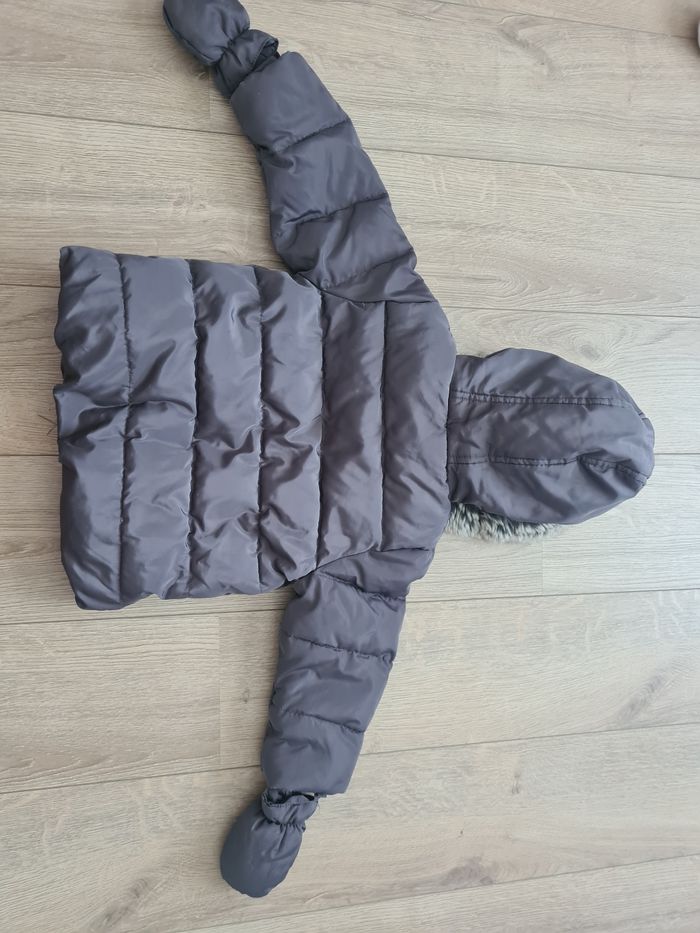 Doudoune manteau taupe avec capuche fourré 23 mois tape à l'œil - photo numéro 2