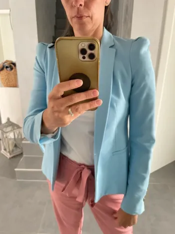 Veste de tailleur bleu ciel Zara