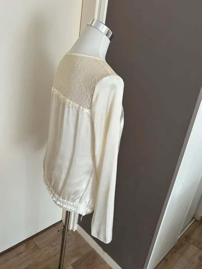 Naf Naf, blouse, écru, satinée, crème femme, taille 40 - photo numéro 5